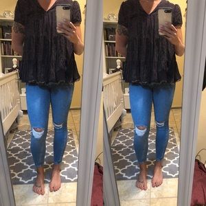 Altar’d State Burgundy Ruffle Top